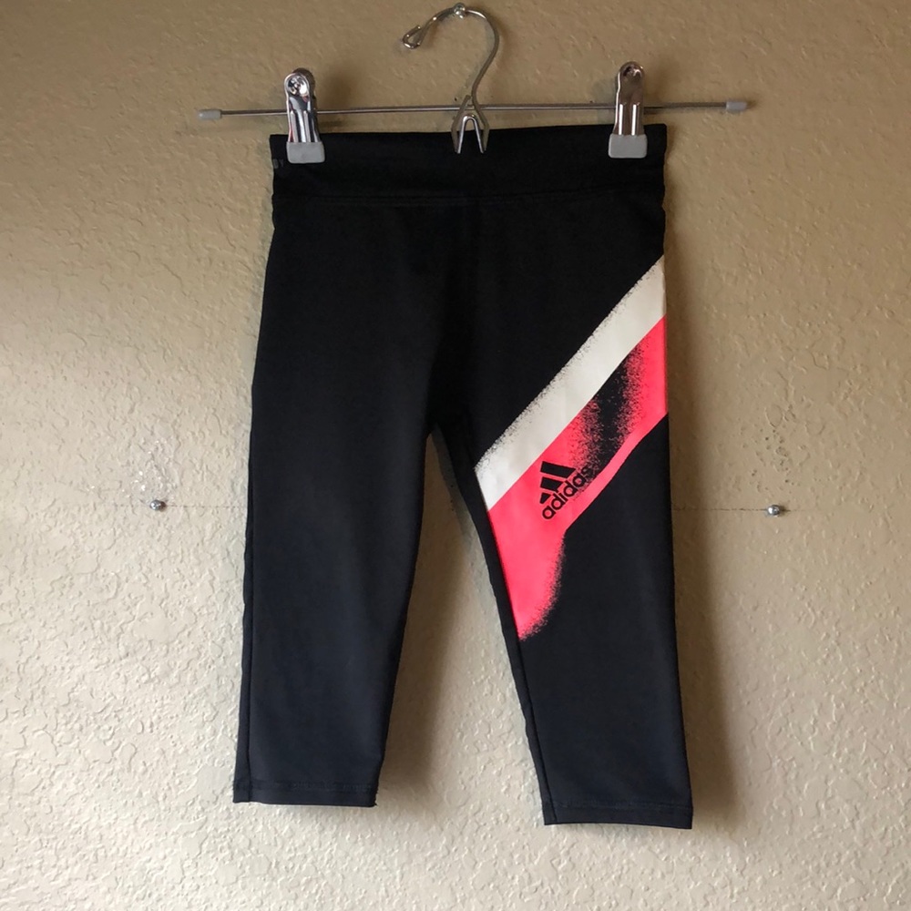 Girls Athletic Pants Leggings Adidas Elastic Waist Black & Pink Pants Girls 4